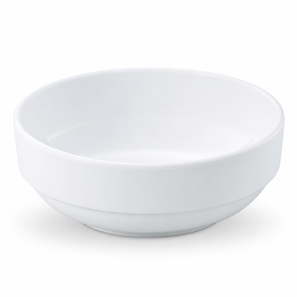 120 Pieces White Round Melamine Serving Bowl with Raised Rim, 27 x 27 x 9 cm, 1 Piece