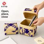 96 Pieces Handwoven Bamboo Square Storage Box with Lid, 5 x 5 in, Assorted Pattern