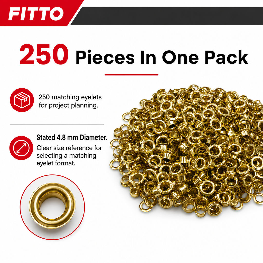 120 Pieces Gold Colour 4.8 mm Eyelets, 250 Pieces for Craft and Paper Projects