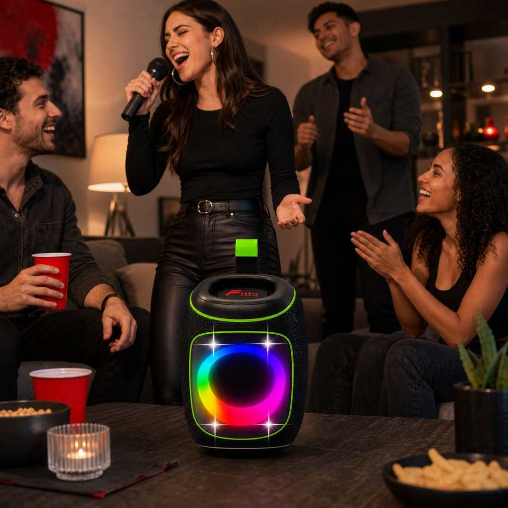 48 Pieces Portable Party Speaker with RGB Light, Microphone, Extra Bass, 1800mAh Battery and Radio