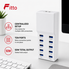 72 Pieces 50W 10-Port USB Desktop Charging Station, Multi-Device Charging Hub