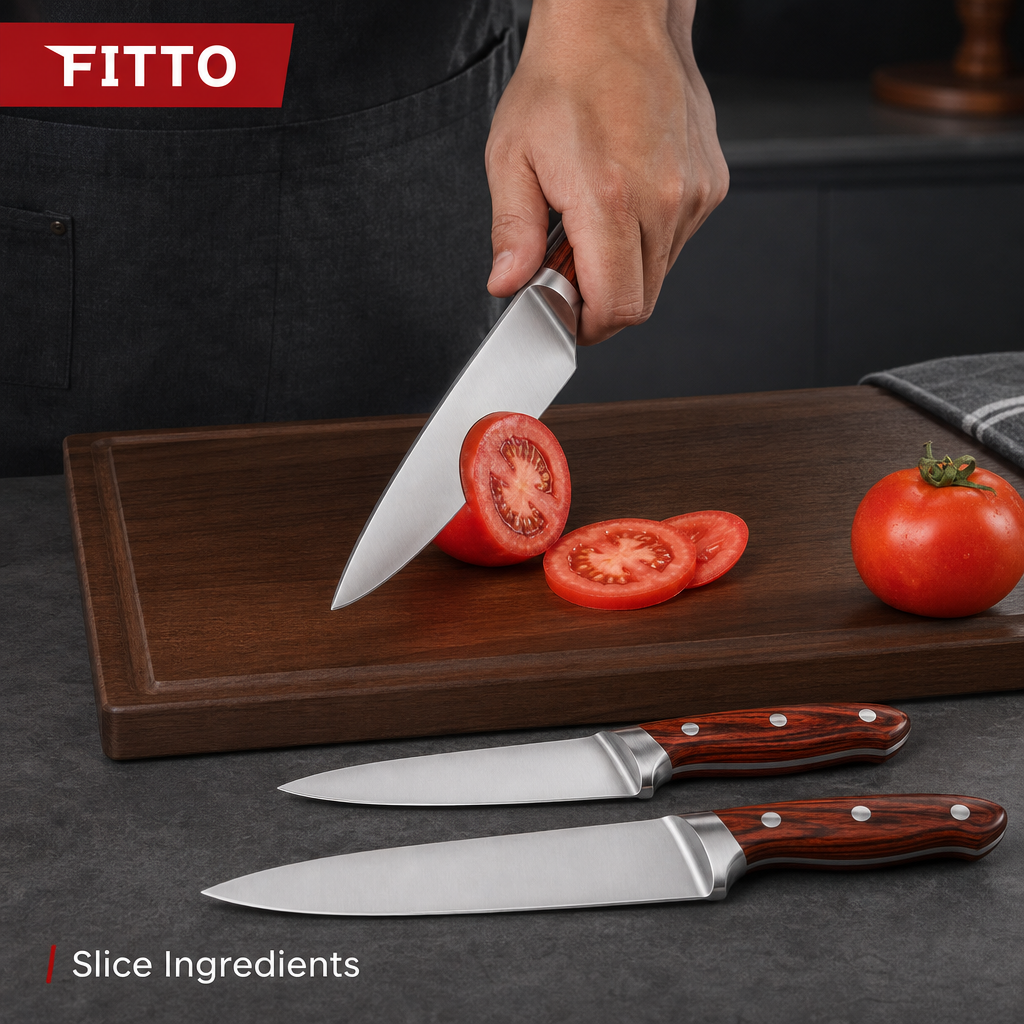 144 Pieces Stainless Steel Kitchen Knives Set, 3-Piece Food Preparation Cutting Set
