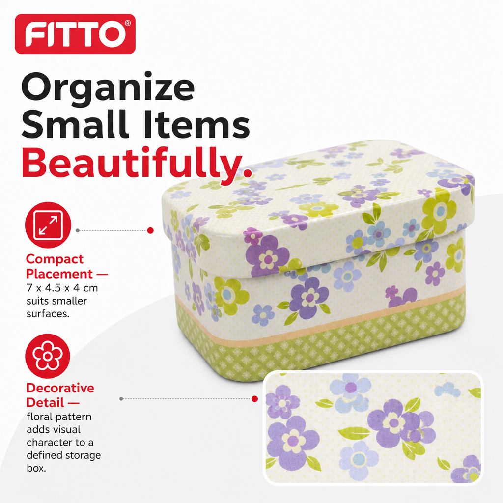240 Pieces Rectangular Metal Storage Box, White Floral Pattern, 7 x 4.5 x 4 cm, 1 Piece