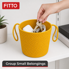 96 Pieces Woven Rope Storage Basket with Handles, Small Yellow, 20 x 15 cm
