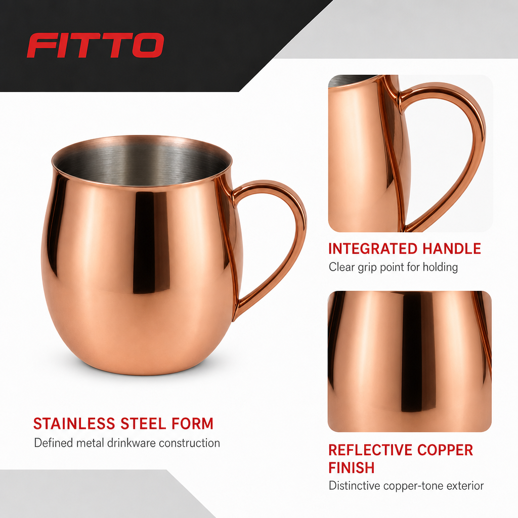 72 Pieces Copper-Finish Stainless Steel Mug with Handle, 1 Piece, 14 x 12 x 10 cm
