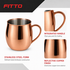 72 Pieces Copper-Finish Stainless Steel Mug with Handle, 1 Piece, 14 x 12 x 10 cm