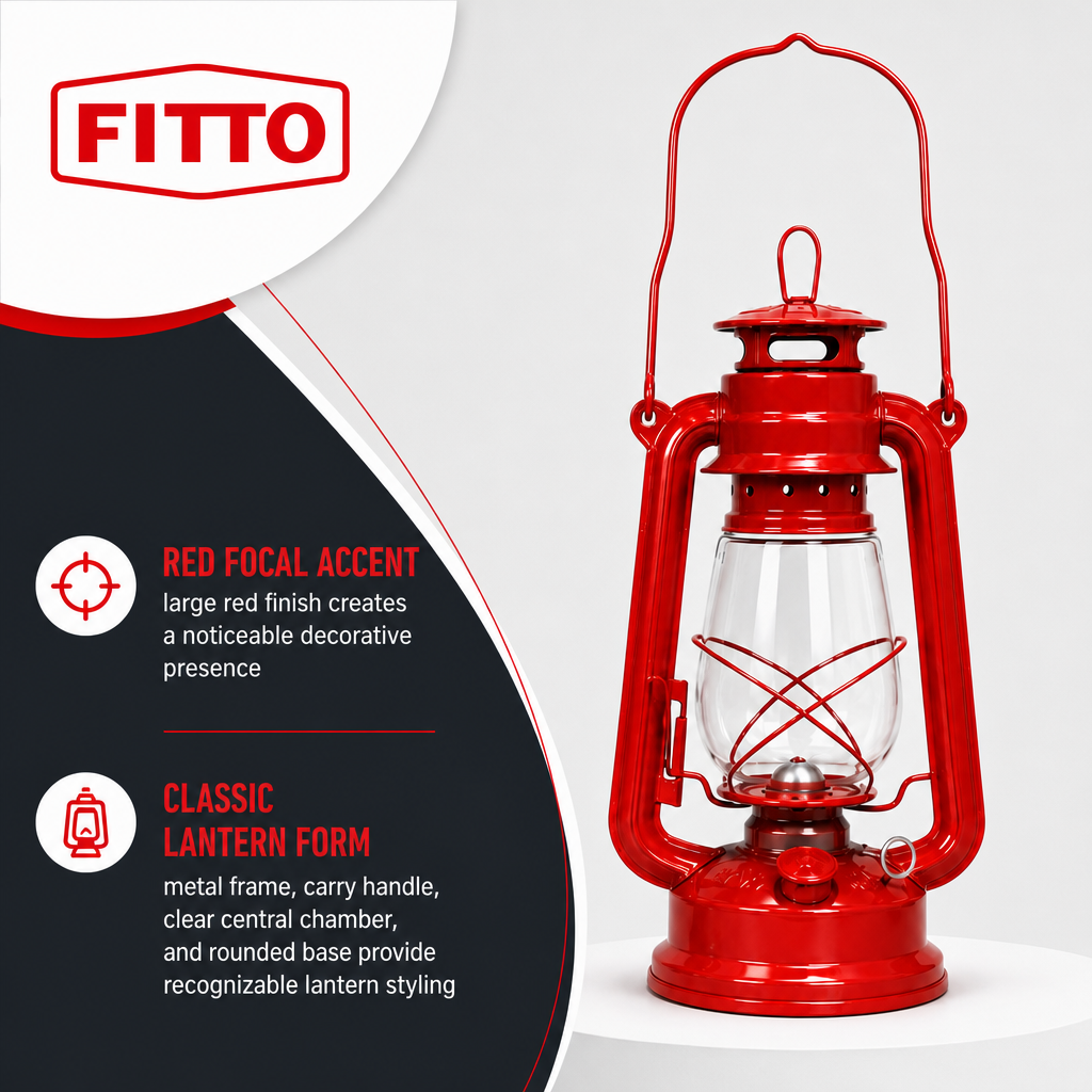 96 Pieces Metal Hurricane Lantern, Large Red Portable Lights, 30 cm
