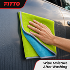96 Pieces 2-in-1 Microfiber Car Drying Towel, 50 x 40 cm, Green and Blue