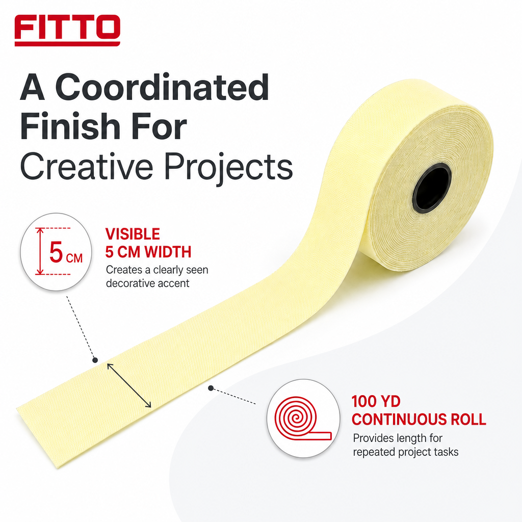96 Pieces Cream Plain Ribbon Roll, 5 cm x 100 yd, Single Roll for Crafting, Wrapping and Decorative Projects