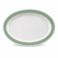 96 Pieces Melamine Wavy Oval Serving Plate, 12 Inch, White with Green and Yellow Pattern