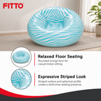 60 Pieces Inflatable Striped Round Lounge Sofa, Spherical Floor Seating Chair for Indoor Relaxation