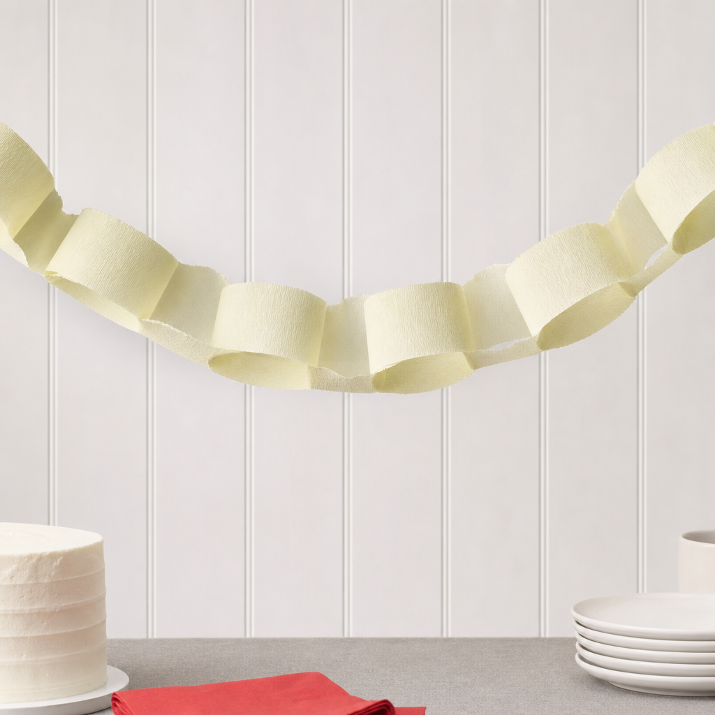144 Pieces Beige Paper Garland Decoration, 2.5 cm x 12 m, 12-Count Pack for Party Backdrops and Displays