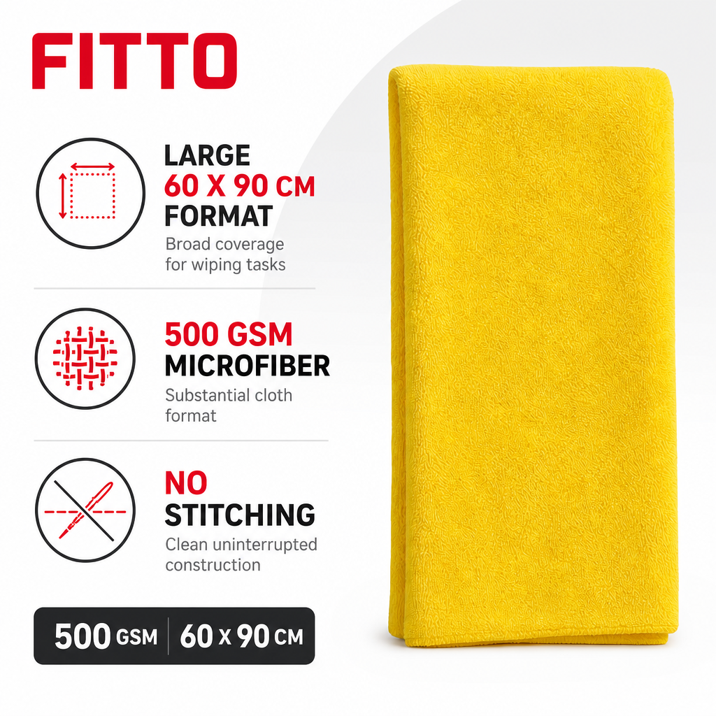 96 Pieces Microfiber Cleaning Cloth 500 GSM, No Stitching, 60 x 90 cm, Yellow