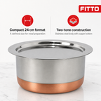 48 Pieces Stainless Steel Cooking Pan with Copper Bottom, 24 cm
