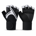 72 Pieces Gym Gloveses with Wrist Support, Fingerless Weight Training Gloves, Black and White, 1 Pair