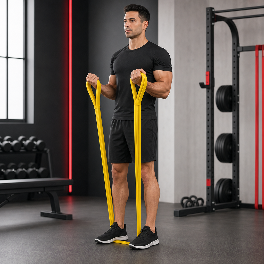 96 Pieces Resistance Bands for Exercise and Fitness, Light Strength 35–70 lb, 2080 x 4.5 x 21 mm