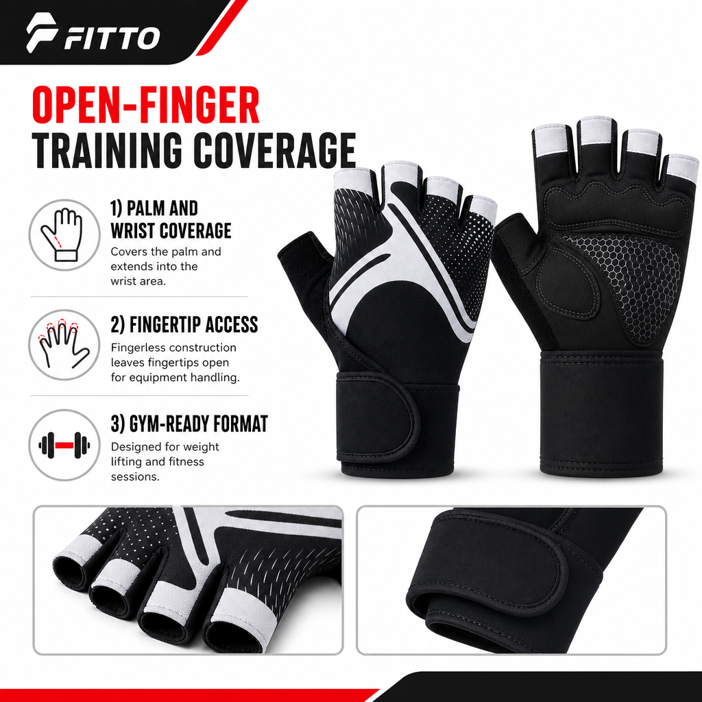 72 Pieces Gym Gloveses with Wrist Support, Fingerless Weight Training Gloves, Black and White, 1 Pair