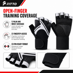 72 Pieces Gym Gloveses with Wrist Support, Fingerless Weight Training Gloves, Black and White, 1 Pair