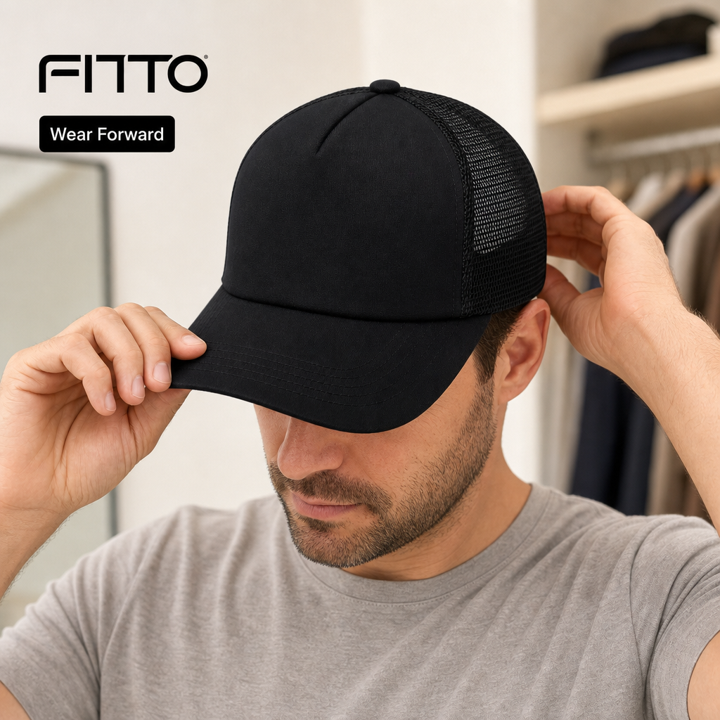 120 Pieces Trucker Caps Black Mesh-Back Curved Visor One Piece