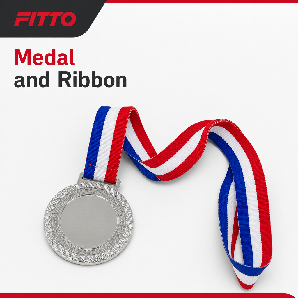 144 Pieces Plain Sports Medal with Red White and Blue Ribbon, Silver, 10 x 8 cm