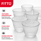 96 Pieces Clear Glass Cawa Cups with Deep Fluted Design, 6-Piece Set