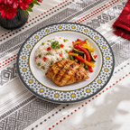120 Pieces Melamine Dinner Plate, 10 Inch, White With Floral Border Pattern