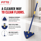 96 Pieces Blue Triangular Twist Water Mop, Floor Cleaning Handle, 1 Piece