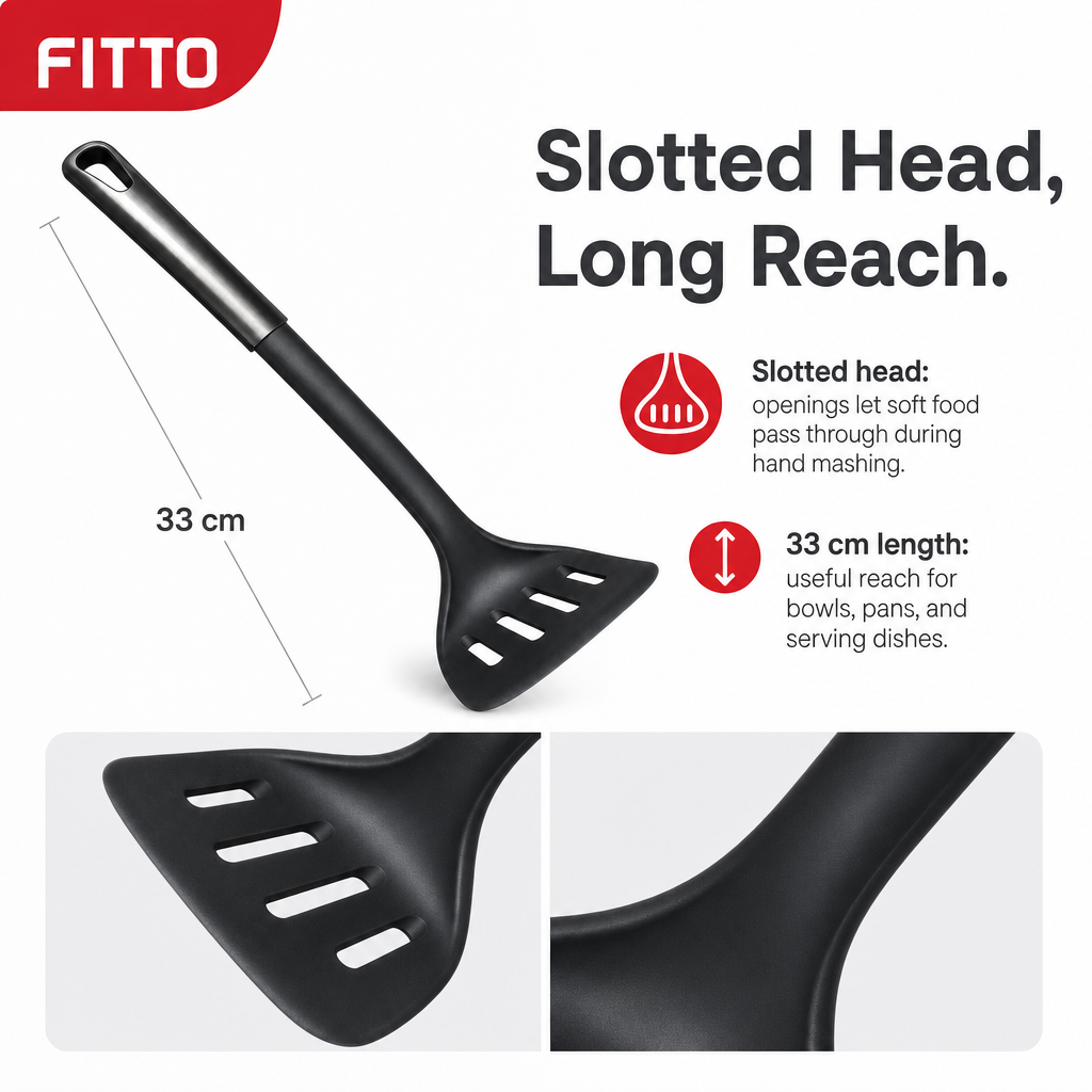 96 Pieces Nylon Potato Masher, Slotted Black Head with Long Handle, 33 cm Kitchen Tool for Mashing Cooked Foods