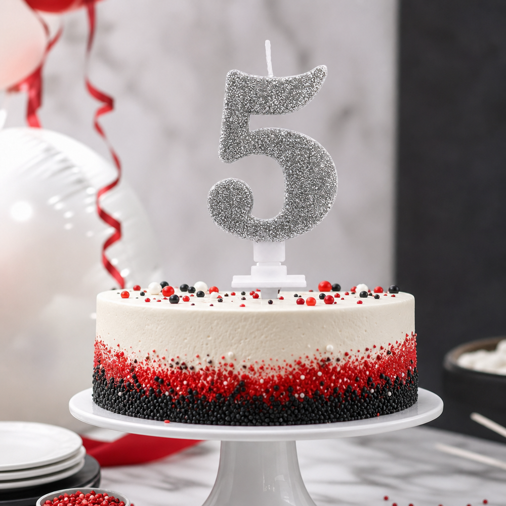 240 Pieces Assorted Colour Sparkling Number 5 Cake Candle, 3 in, 1 Piece