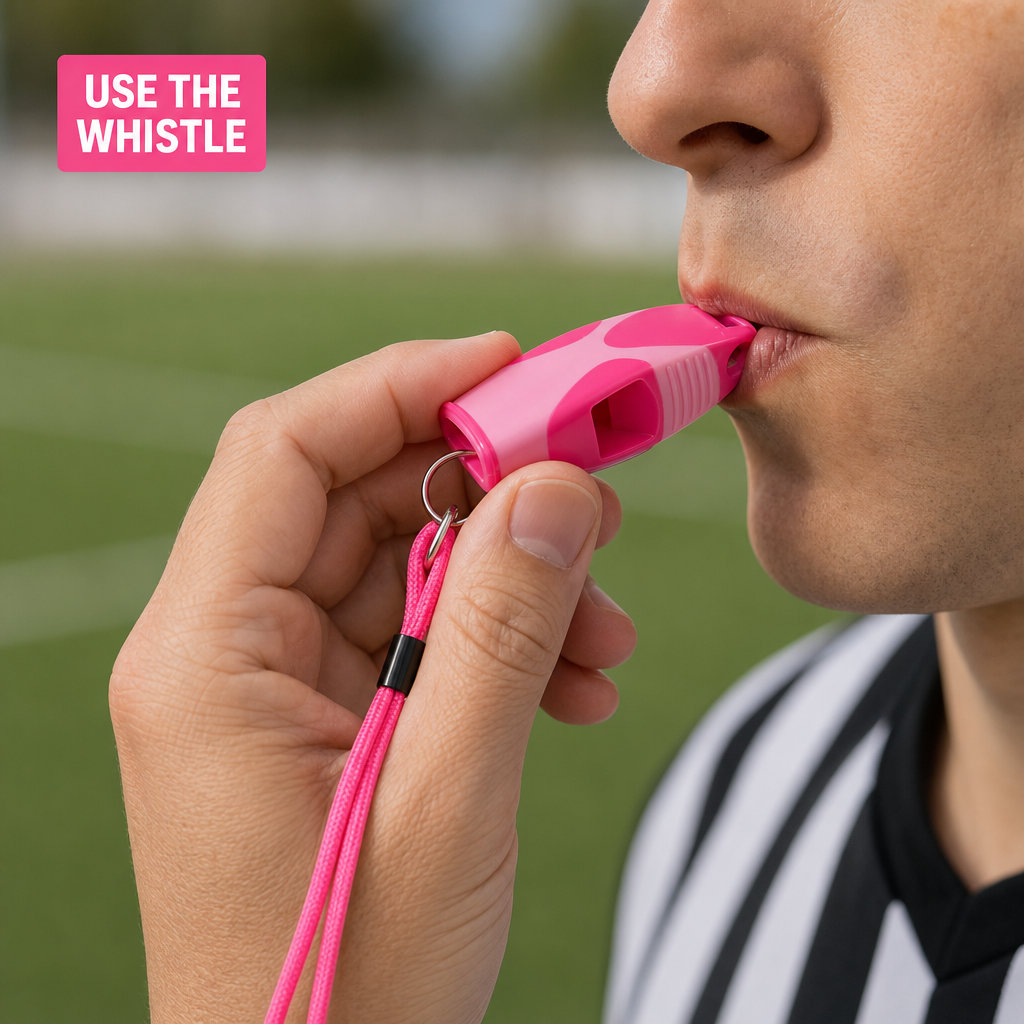 96 Pieces Sports Whistles, Pealess Design with Lanyard, Pink