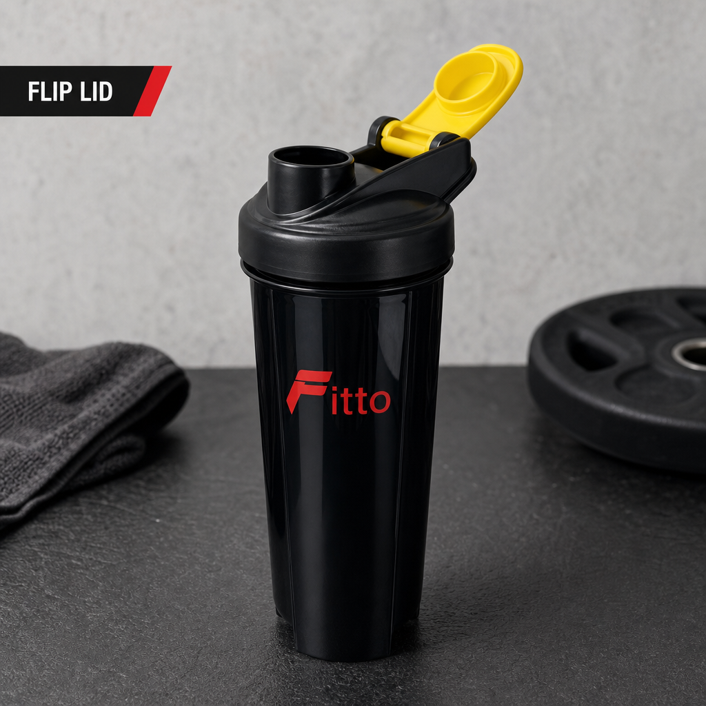 120 Pieces Sports Shaker Bottle with Flip Lid, Black Body and Yellow Cap