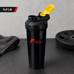 120 Pieces Sports Shaker Bottle with Flip Lid, Black Body and Yellow Cap
