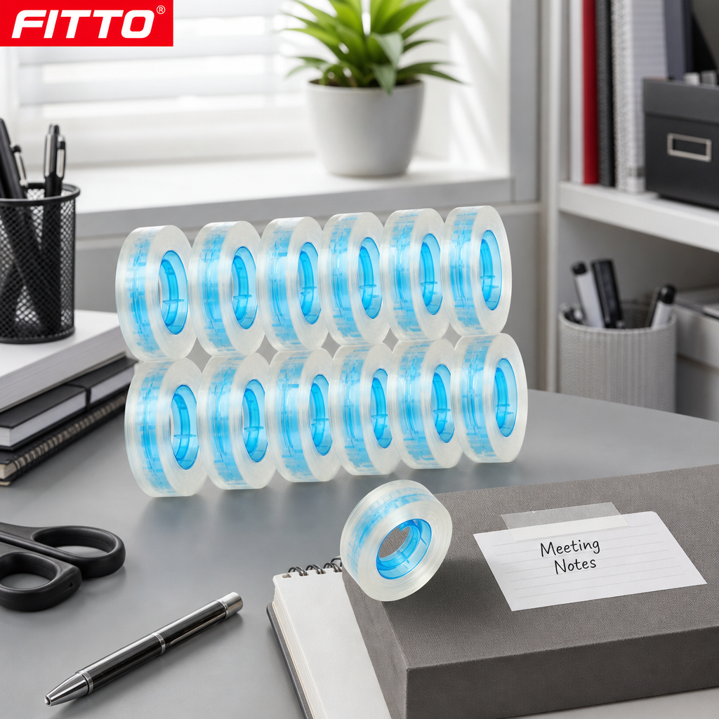96 Pieces Self Adhesive Crystal Clear Tape, 12mm x 36yd, 12 Rolls for Office, Craft and Household Use