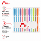 120 Pieces Ball Pens 1.0 mm, 12 Ink Colours, Assorted Colour Writing Pens, 12-Pack