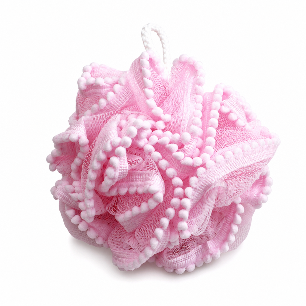 240 Pieces Pink Mesh Bath Sponges, 50 g, 1 Piece