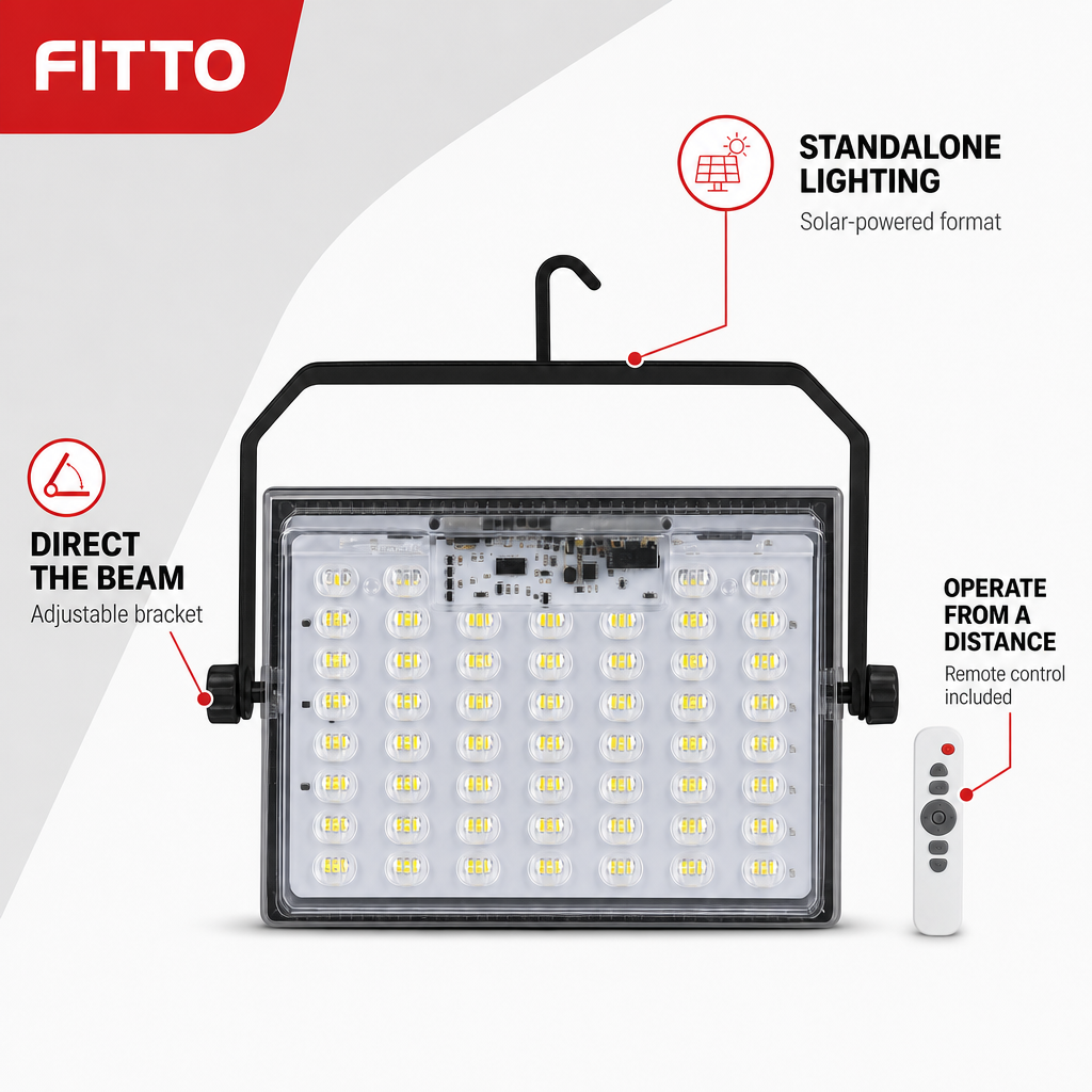 72 Pieces Solar LED Flood Light with Remote Control and Adjustable Bracket, 100 W, 1 Piece