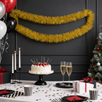 120 Pieces Gold Tinsel Decoration, 7 cm x 12 m, 2 Pieces for Party and Holiday Displays