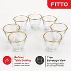 96 Pieces Clear Glass Cawa Cups with Gold-Tone Rims, Rounded Design, 6-Piece Drinkwares Set