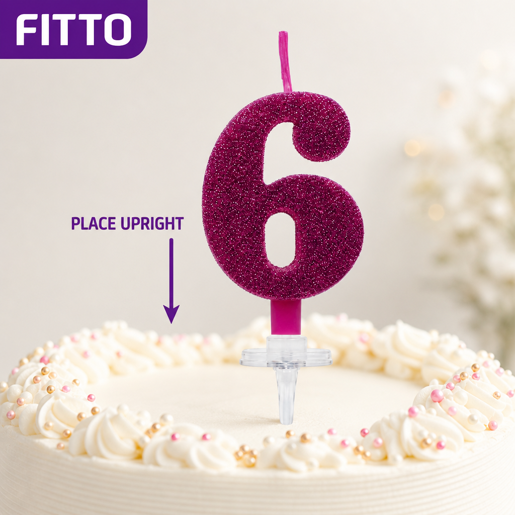 240 Pieces Sparkling Number 6 Cake Candles, 3 in, Assorted Colour, 1 Piece