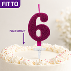 240 Pieces Sparkling Number 6 Cake Candles, 3 in, Assorted Colour, 1 Piece