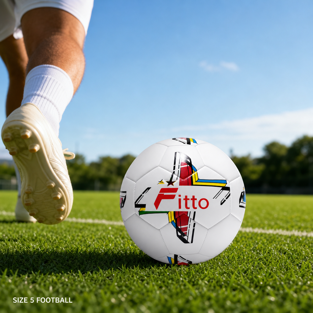 72 Pieces Football Size 5, White Ball with Multicolor Graphic Stripe Design for Practice and Play