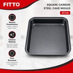 96 Pieces Square Cake Mold, Carbon Steel Non-Stick Bakeware, 27 cm, Black, 1 Piece