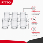 96 Pieces Clear Glass Mugs with Handles, 6-Piece Drinkwares Set