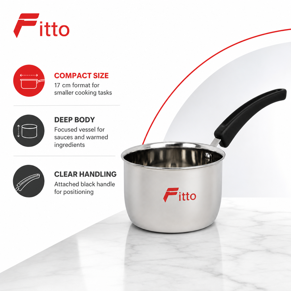 72 Pieces Stainless Steel Deep Saucepan with Handle, 17 cm