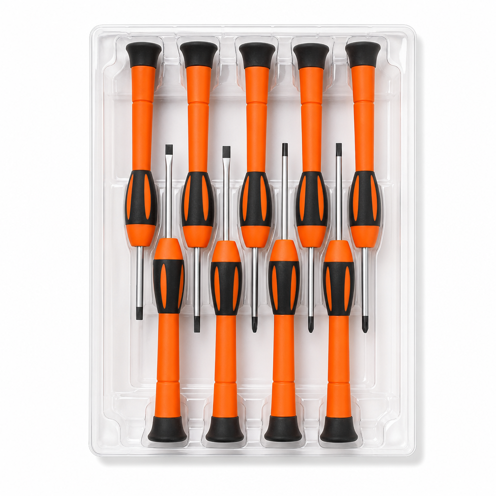 96 Pieces Precision Screwdriver Set with Slotted & Phillips Drivers, 15 cm Each, Orange and Black, 10-Piece Set