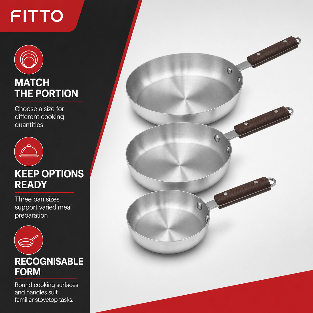 48 Pieces Fry Pan Set, 3-Piece Small Medium Large Cookwares Set for Everyday Kitchen Cooking