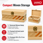 96 Pieces Woven Bamboo Storage Chest with Wooden Frame and Latch, 20 x 13 x 9 cm