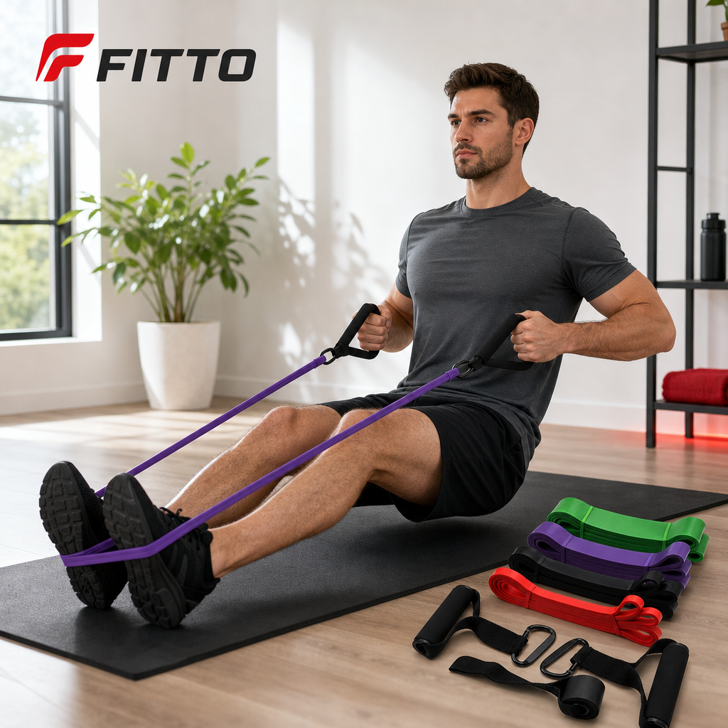 48 Pieces Resistance Bands Set, 4-Piece Home Workout Kit with Handles and Attachment Straps