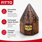 96 Pieces Wooden Pyramid Incense Burner Box, 3 Inch, Brown Decorative Holder
