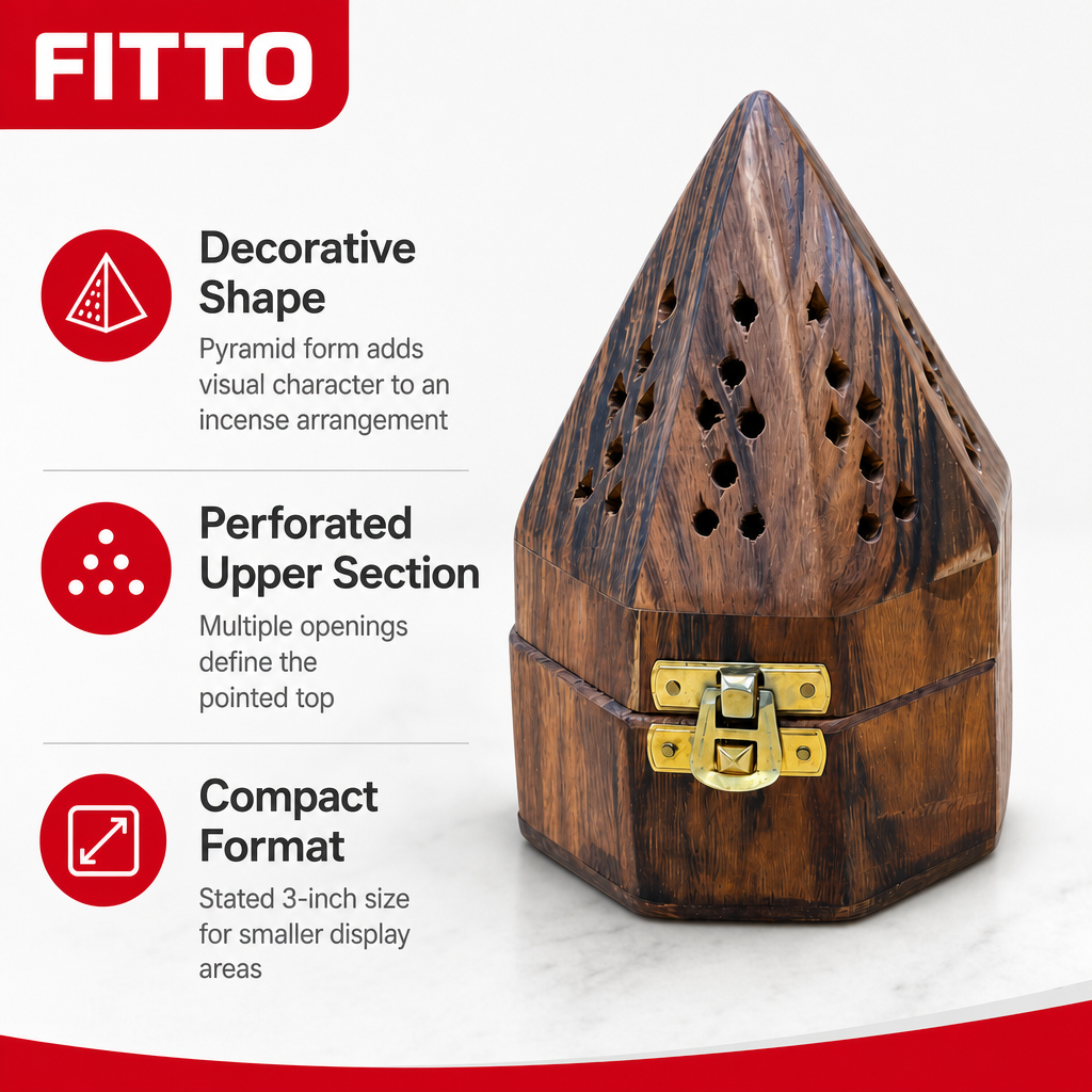 96 Pieces Wooden Pyramid Incense Burner Box, 3 Inch, Brown Decorative Holder